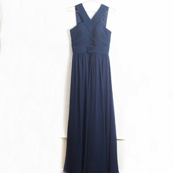 Bill Levkoff Sleeveless A-Line Navy Gown 6 - Picture 2 of 5
